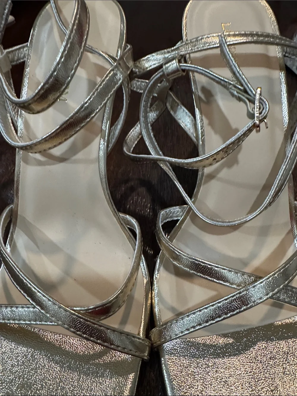 Loopcharm Gold Strappy High Heel Sandals - Women's Dress Shoes size 8